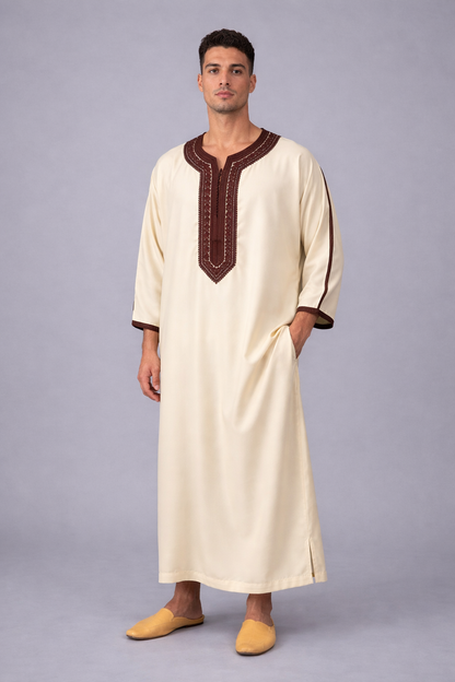 Gandoura Marocaine Premium - Broderie Traditionnelle
