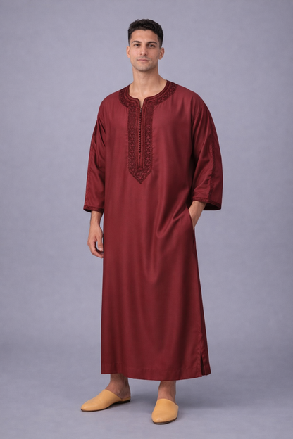 Gandoura Marocaine Premium - Broderie Traditionnelle