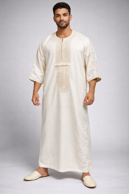 Gandoura Marocaine Premium - Broderie Traditionnelle