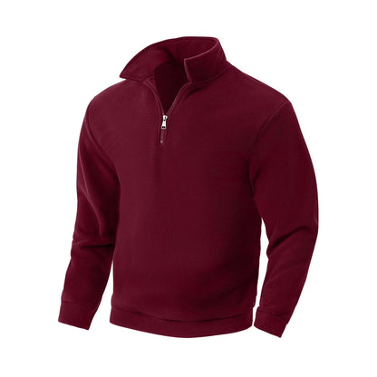 Men's Long Sleeve Fleece Quarter Zip Sweatshirt Stand Collar Thermal Fleece Pullover Jacket Golf Hiking Sweatshirts