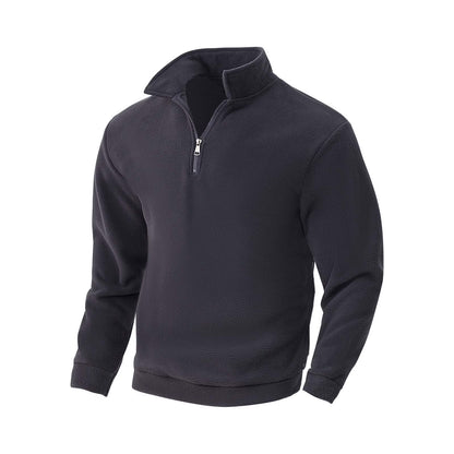 Men's Long Sleeve Fleece Quarter Zip Sweatshirt Stand Collar Thermal Fleece Pullover Jacket Golf Hiking Sweatshirts
