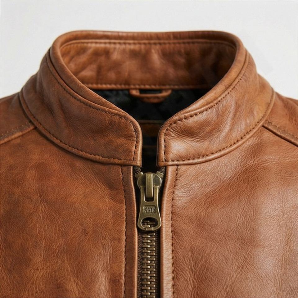 Leather jacket natural painted patches