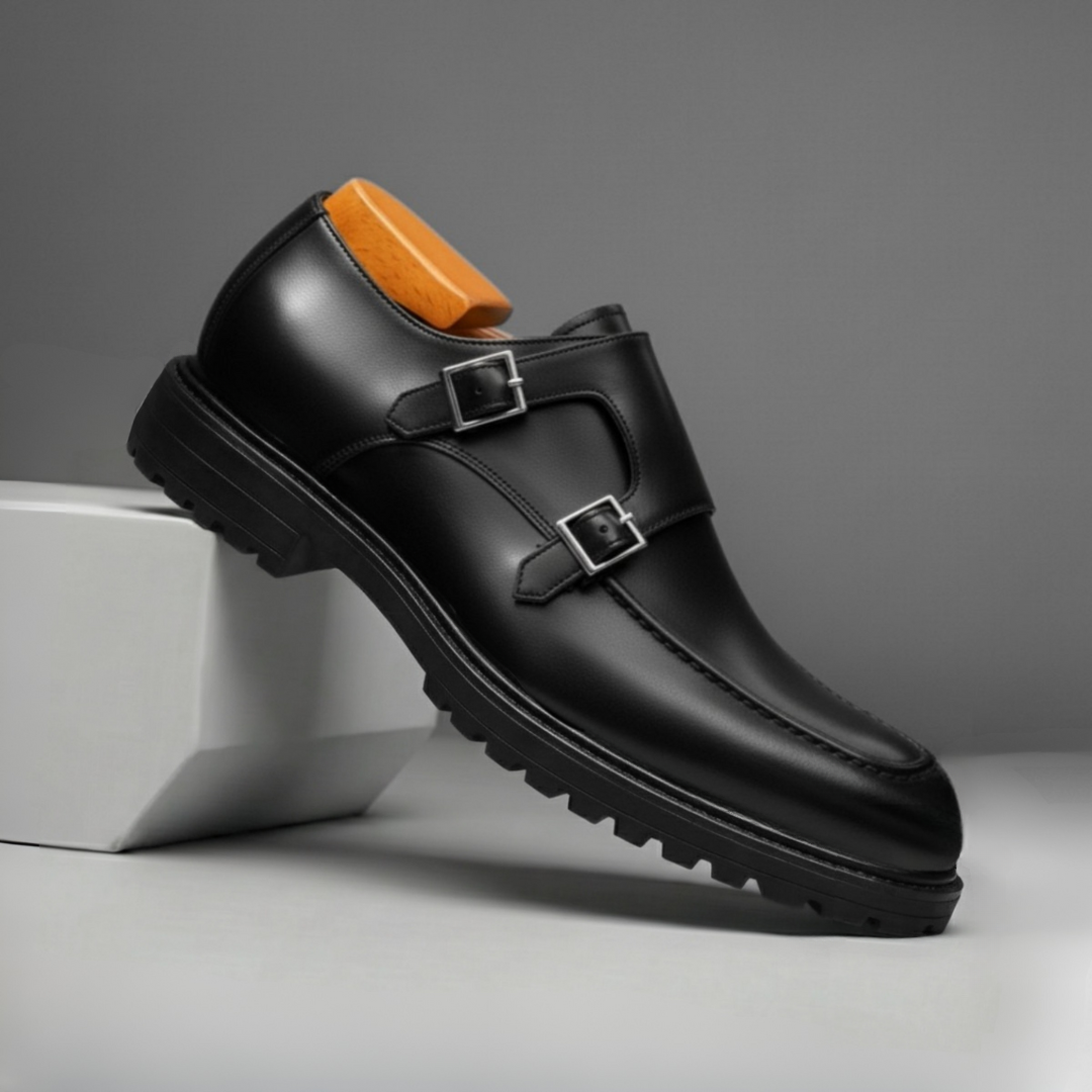 Black Leather Shoes with Buckles