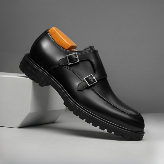 Black Leather Shoes with Buckles