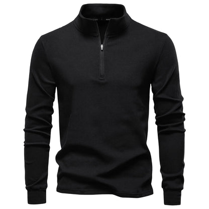 Men's Quarter Zip Fleece Stand Collar Sweatshirt Fall Winter Pullover Long Sleeve Workout Top