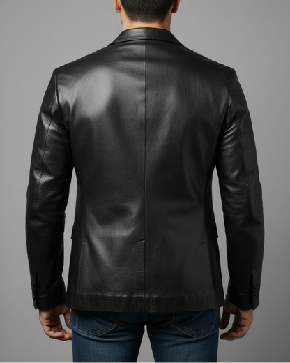 Breasted Vintage Lapel Leather Jacket