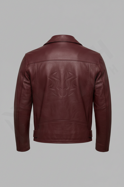 Men's burgundy Leather jacket
