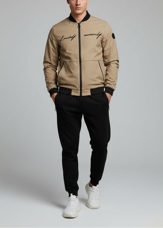 Beige/tan bomber tracksuit - full body