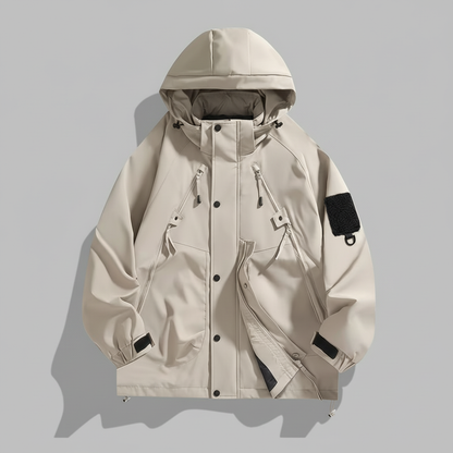 Beige/tan utility jacket - front flat lay