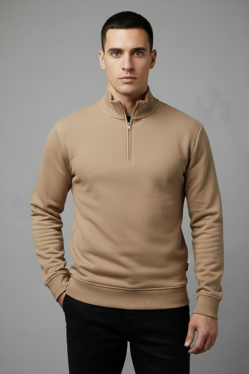 Beige Tight Quarter-Zip
