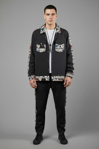 Black Amazigh geometric tracksuit