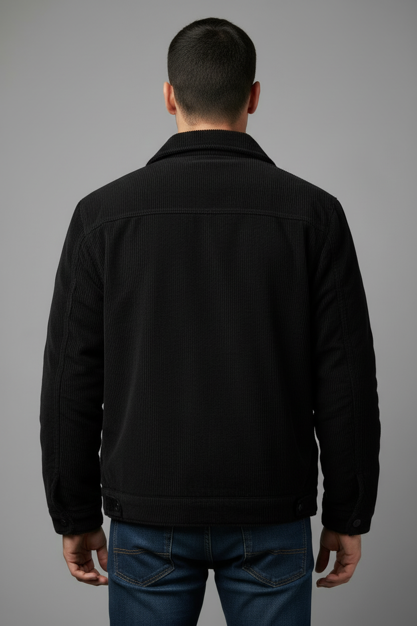 Black corduroy jacket - back view