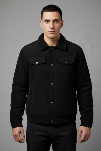 Black corduroy jacket with beige lining