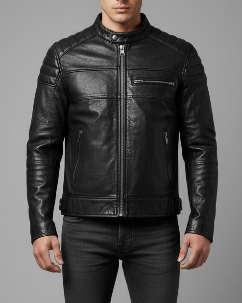 Sheepskin Leather Jacket in two Solid Colors.