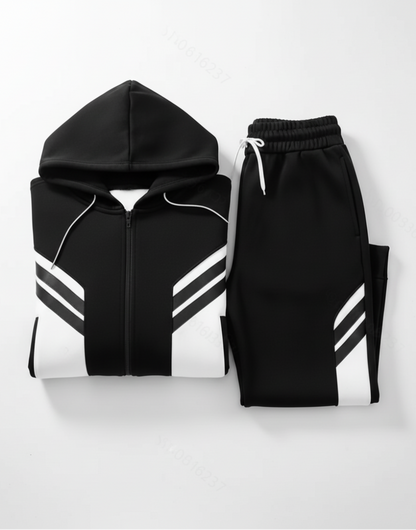 Men’s Black & White Hooded Tracksuit