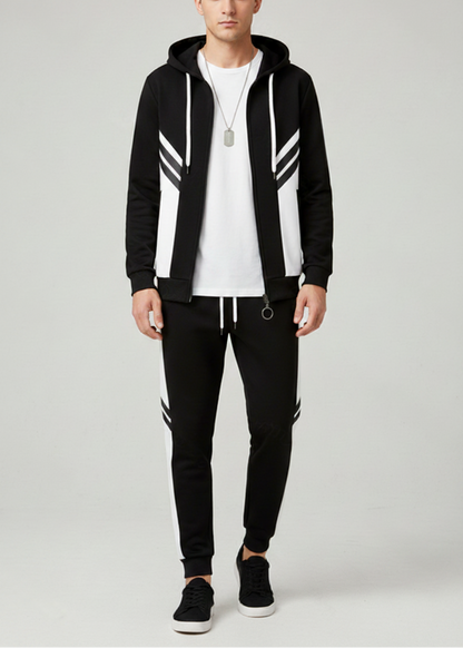 Men’s Black & White Hooded Tracksuit