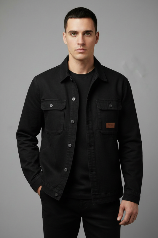 Black utility shirt jacket - corrected