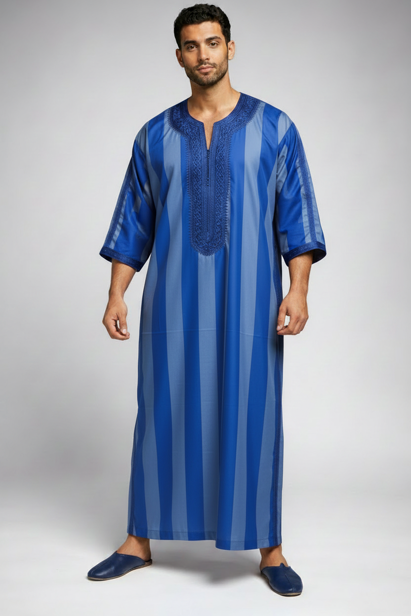 Blue Striped Gandoura - Full Body
