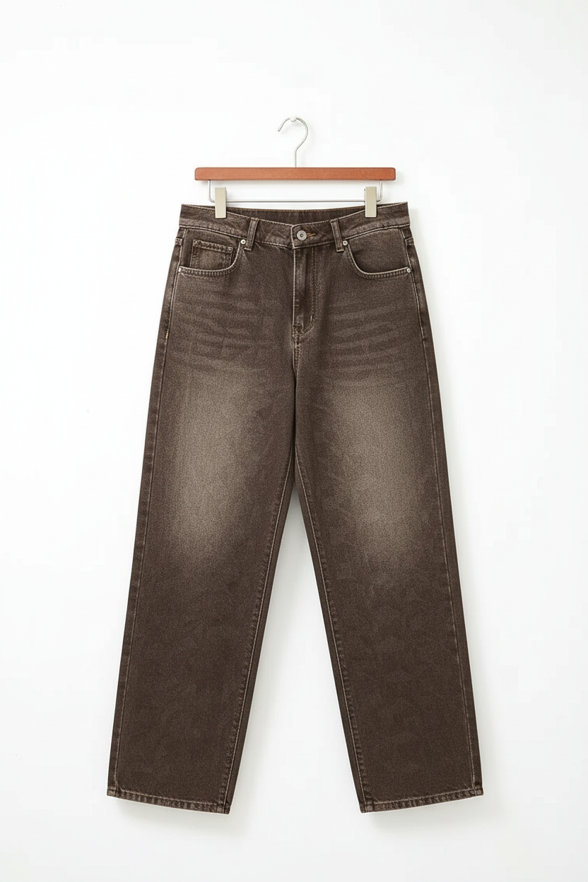 Brown pants on hanger - front