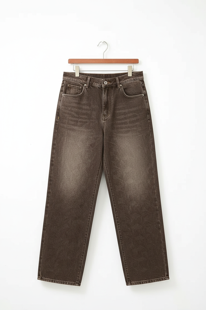 Brown pants on hanger - front