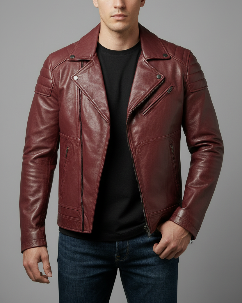 Sheepskin Leather Jacket in two Solid Colors.