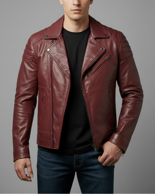 Sheepskin Leather Jacket in two Solid Colors.