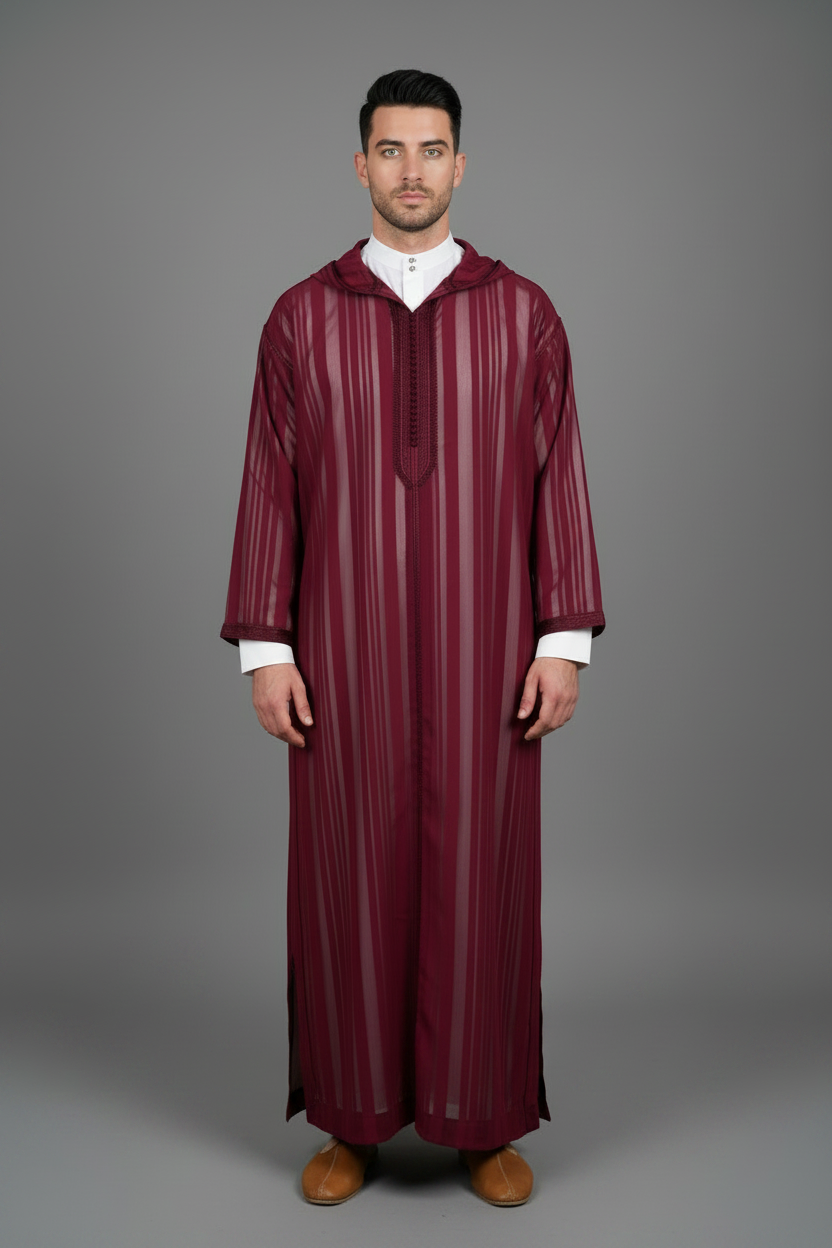 Burgundy Jellaba with Babouche