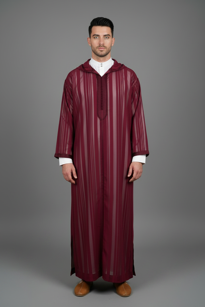 Burgundy Jellaba with Babouche