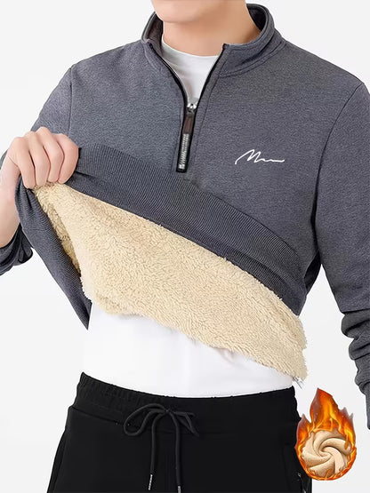Men's Quarter Zip Lined Thick Warm Top