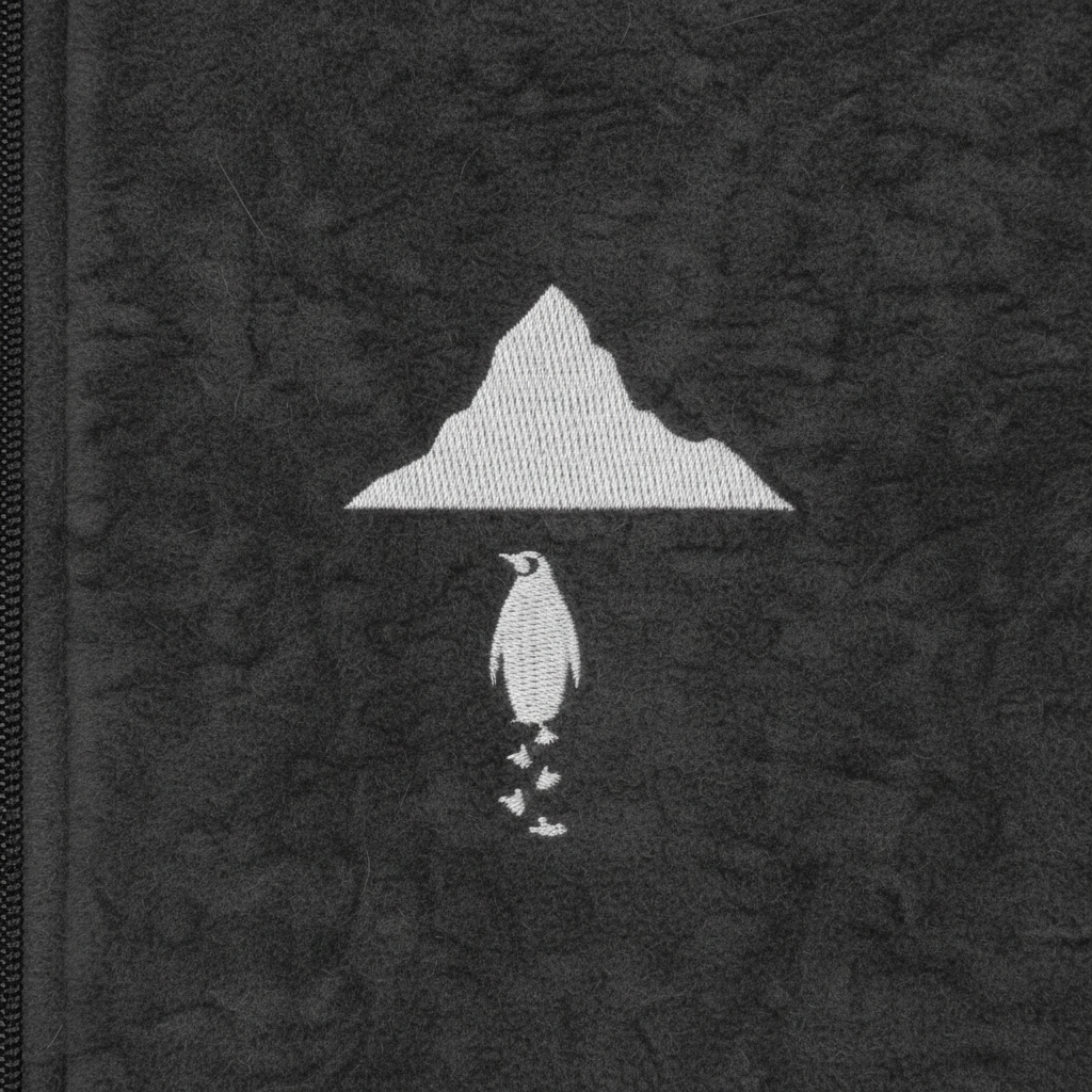 Charcoal vest embroidery closeup