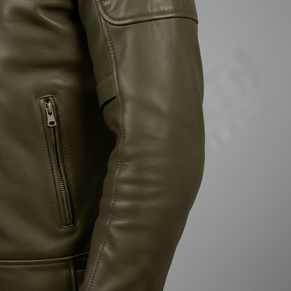 Olive green leather jacket