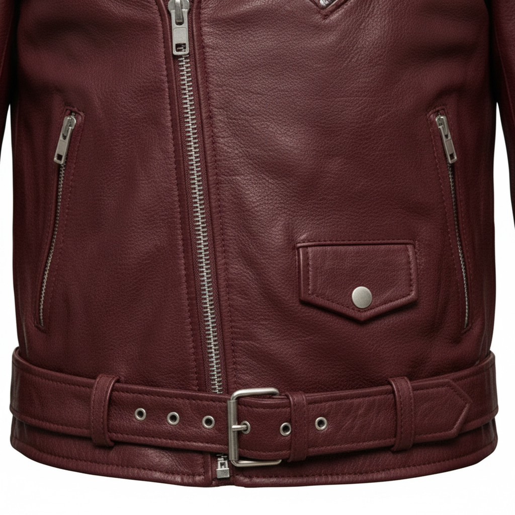 Men's burgundy Leather jacket