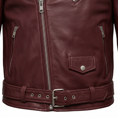 Men's burgundy Leather jacket