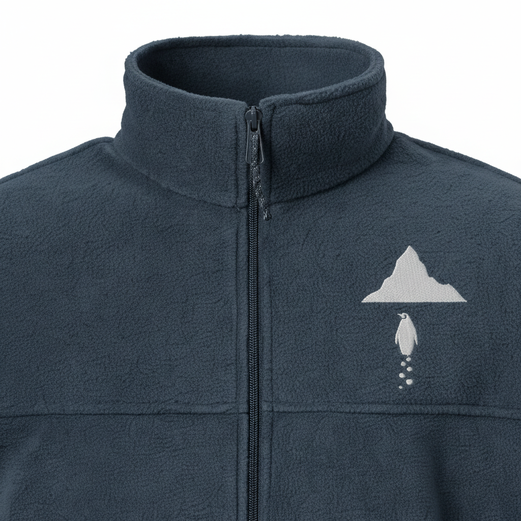 Closeup of zipper and collar detail