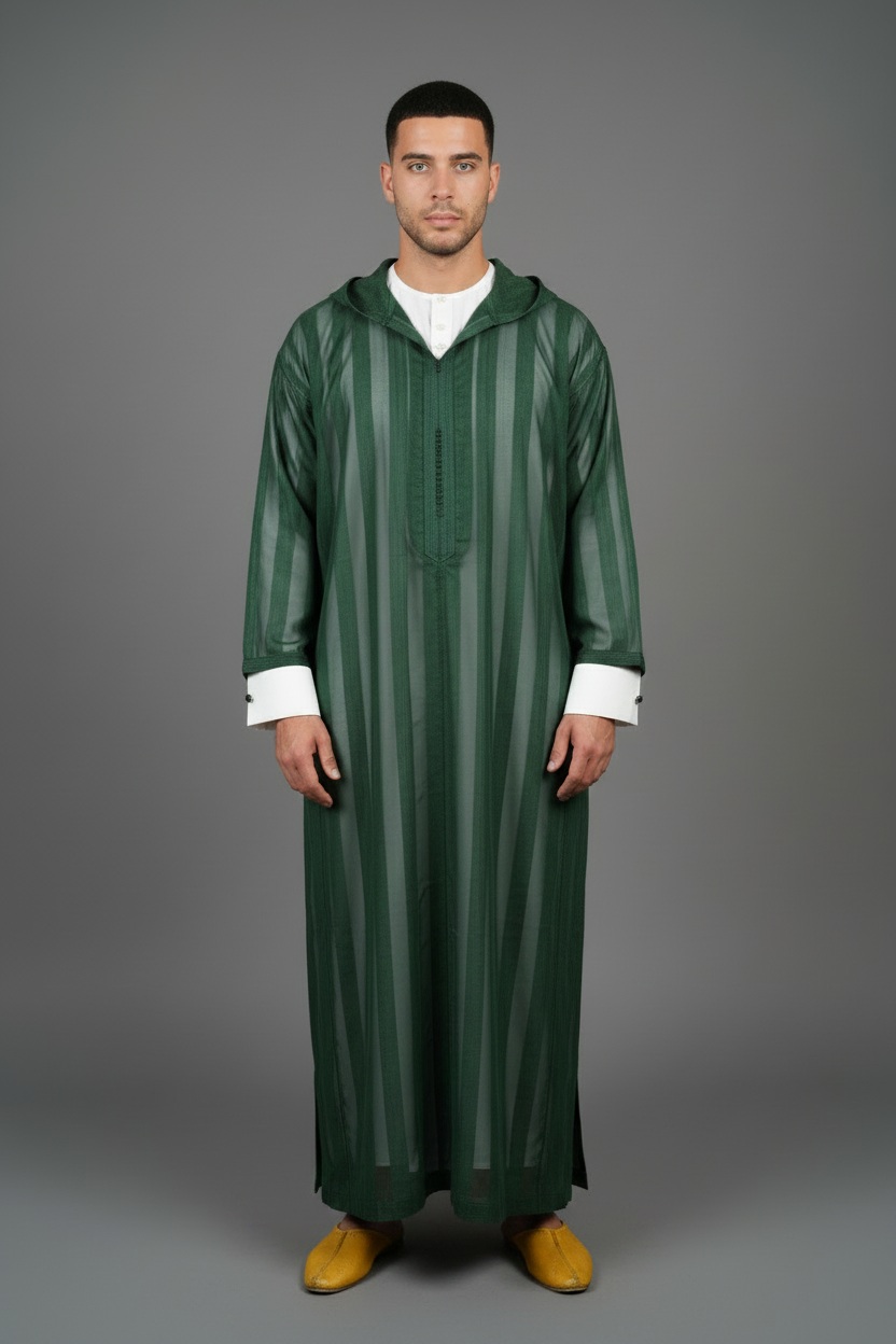 Dark Green Jellaba with Babouche