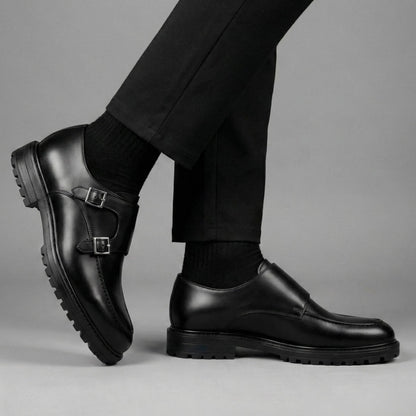 Black Leather Shoes with Buckles