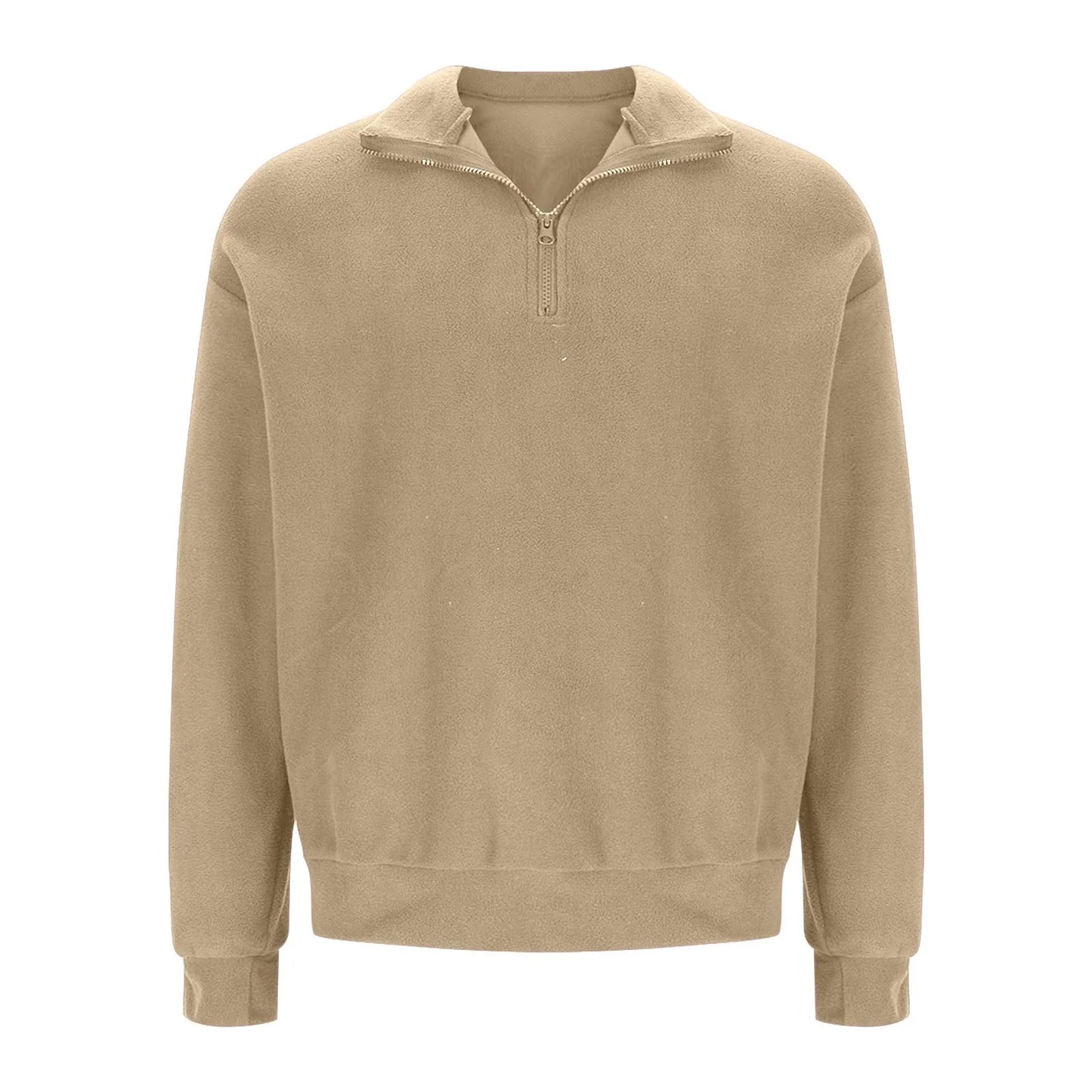 Men's Quarter Zip Pullover Fleece Long Sleeve Stand Collar Sweatshirts Comfort Soft Sweater Tops