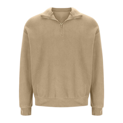 Men's Quarter Zip Pullover Fleece Long Sleeve Stand Collar Sweatshirts Comfort Soft Sweater Tops