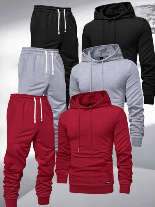 Men’s Hooded Sweatshirt and Sweatpants Set for Spring and Autumn