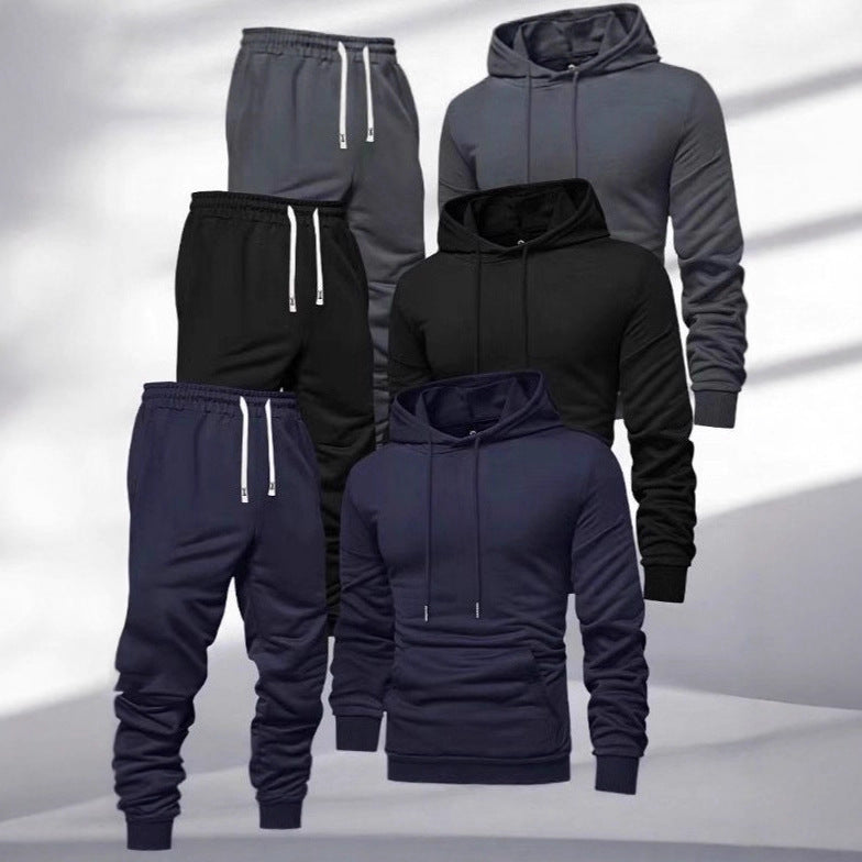Men’s Hooded Sweatshirt and Sweatpants Set for Spring and Autumn