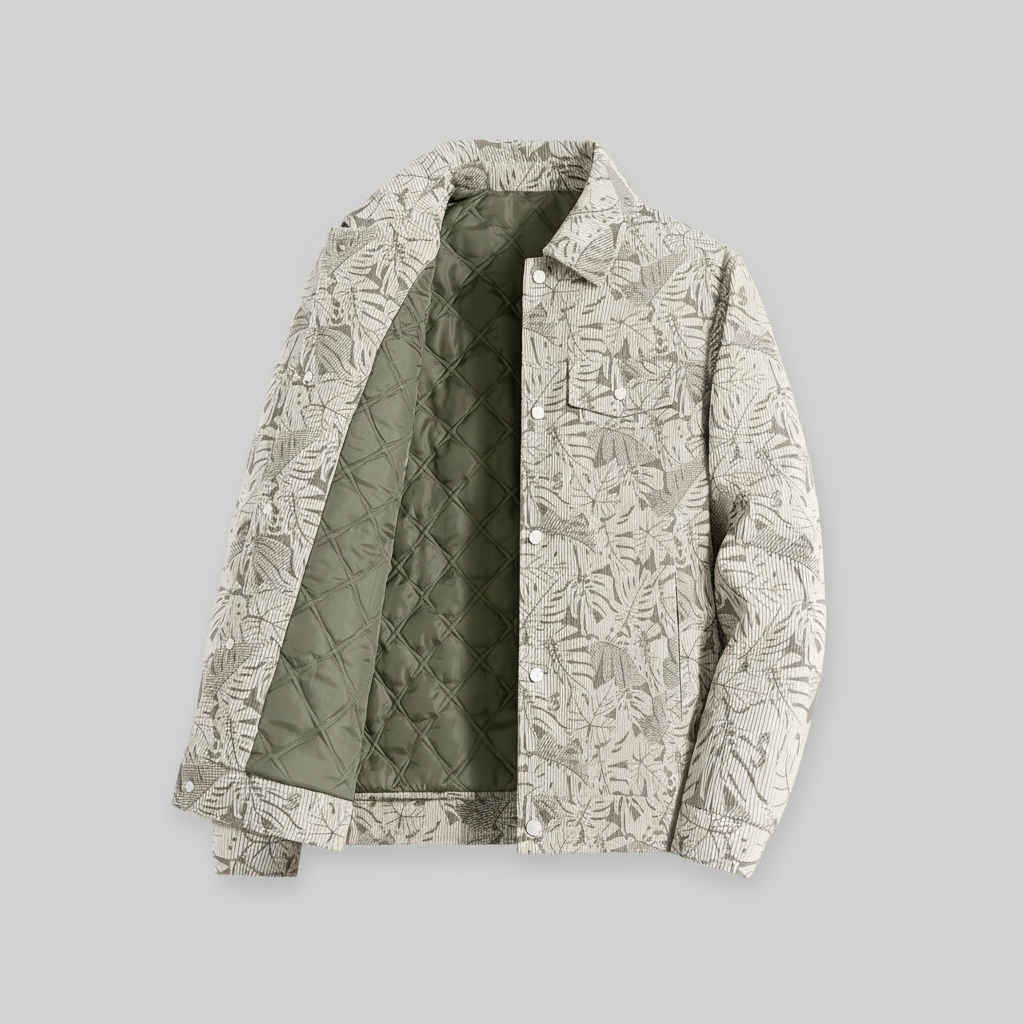 Light beige corduroy jacket flat lay