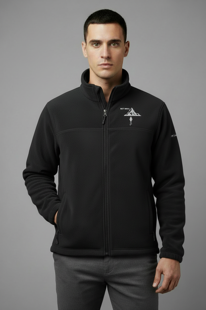 Model front view - Black Columbia jacket