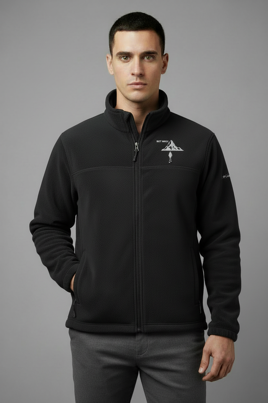Model front view - Black Columbia jacket