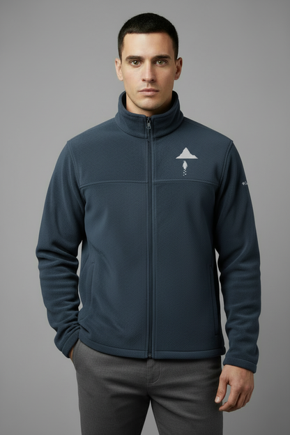 Model front view - Navy Columbia jacket