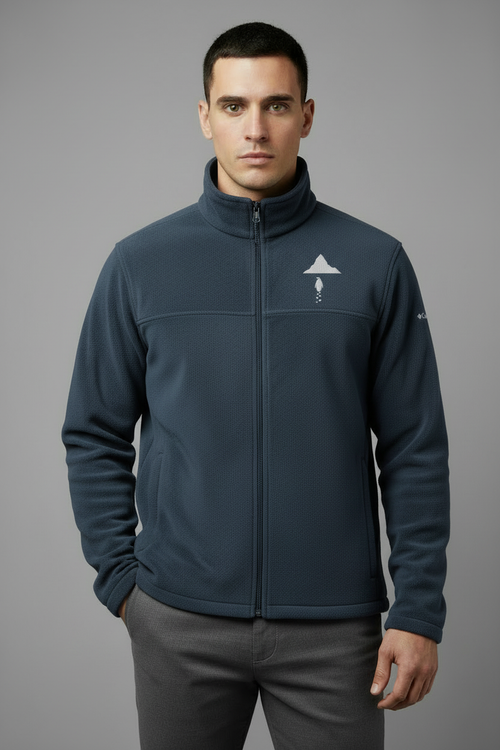 Model front view - Navy Columbia jacket