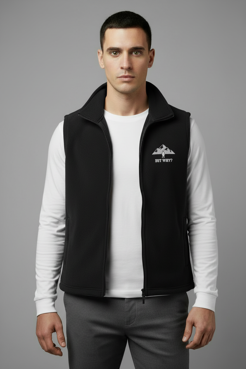 Model front view with black vest