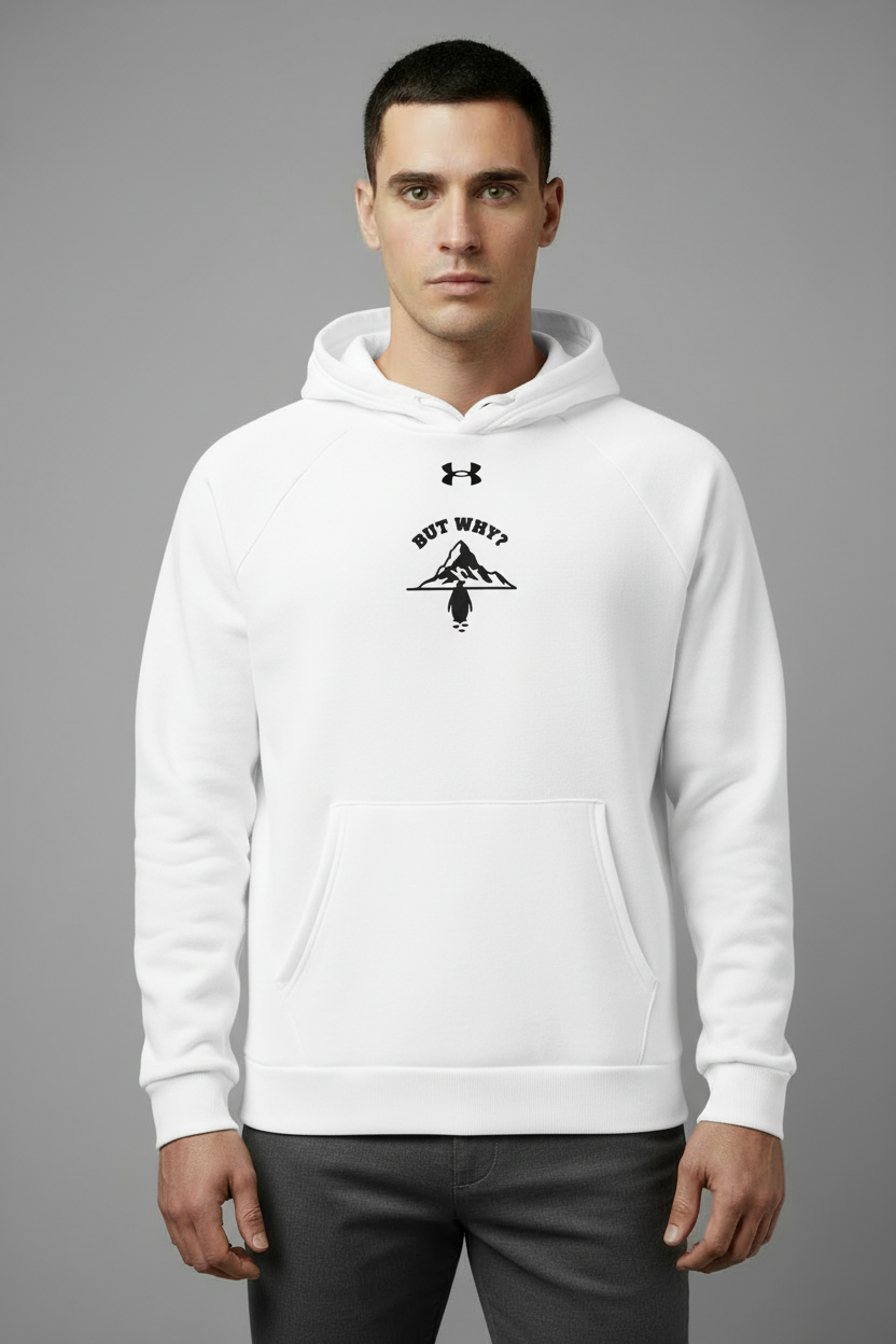 Model wearing complete hoodie design