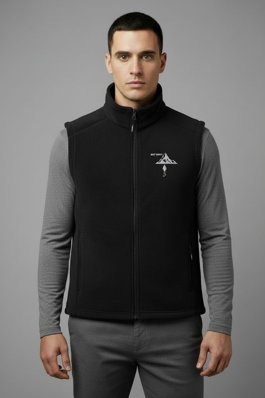 Model with black vest