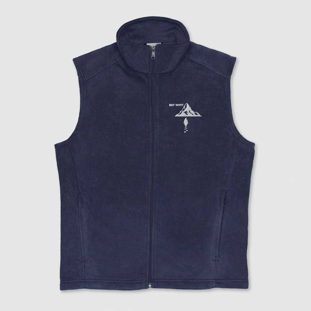 Navy vest flat lay