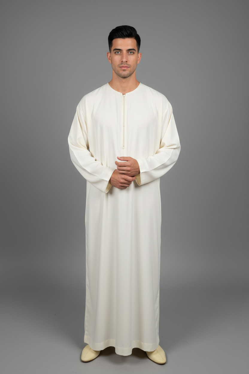 Off-White Ivory Qamis on Model